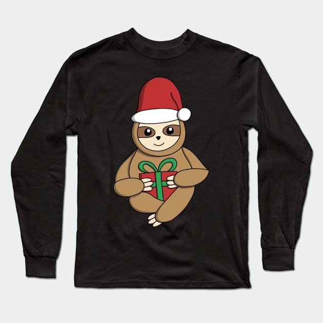 Merry Slothmas with Gift Long Sleeve T-Shirt by pako-valor